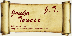 Janko Tončić vizit kartica